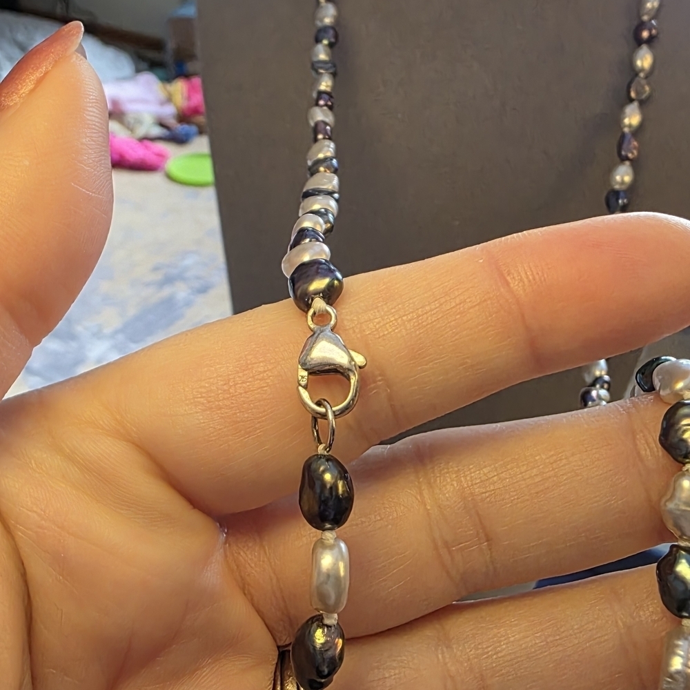 Honora 34" Freshwater Pearl Opera Necklace Peacock Ivory Sterling Clasp 282 - Picture 6 of 10